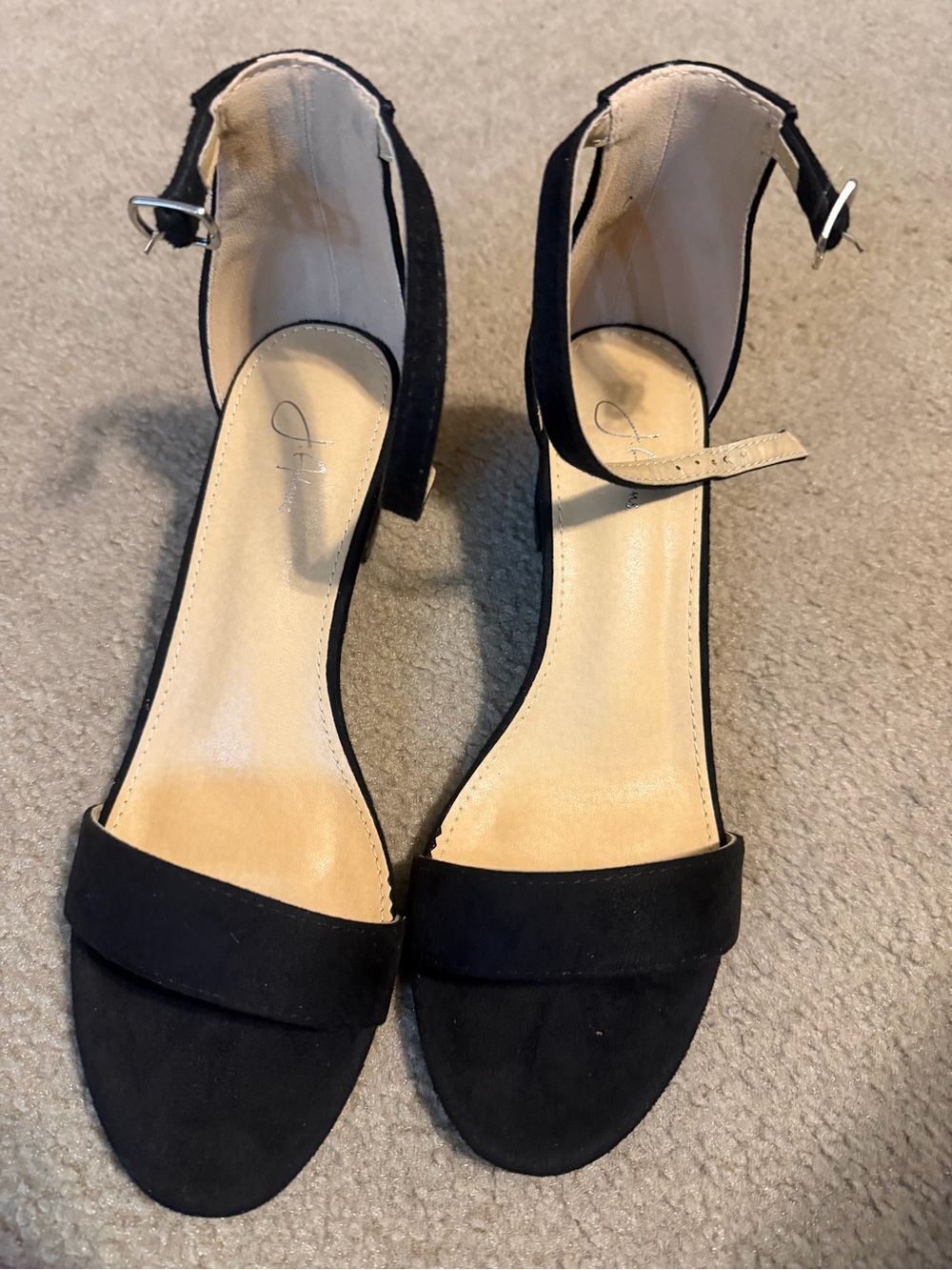 J. Adam’s Black Ankle-Strap Block Heel Daisy Sandals - Women